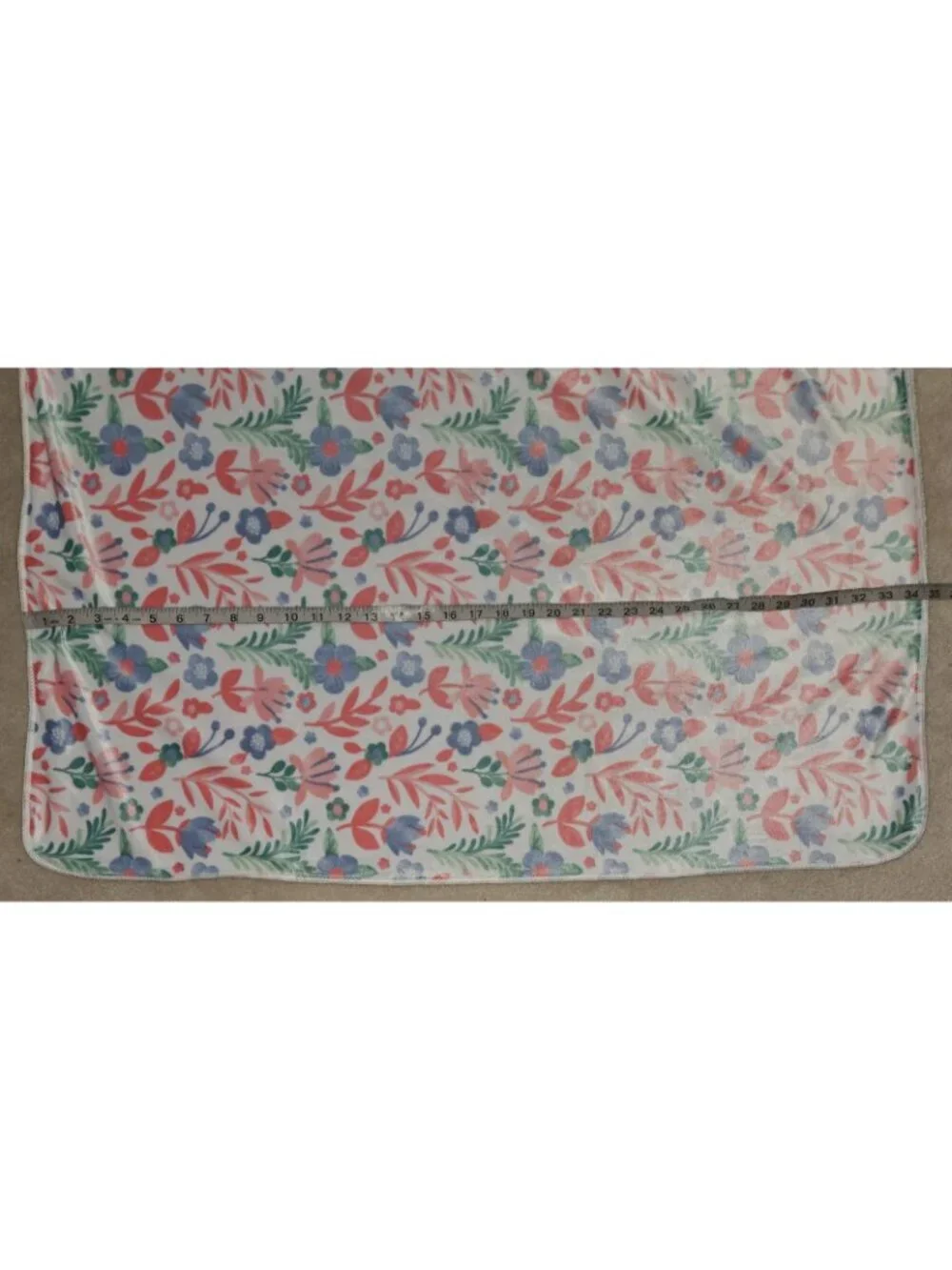 Pink Blue Green White Floral Print Baby Blanket Fleece Sherpa 119741 SL Home